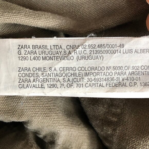 Zara Love Trf XX Cargo Khaki Green Capri Drawstring Jean 100% Cotton Women Sz 4 - Picture 10 of 16